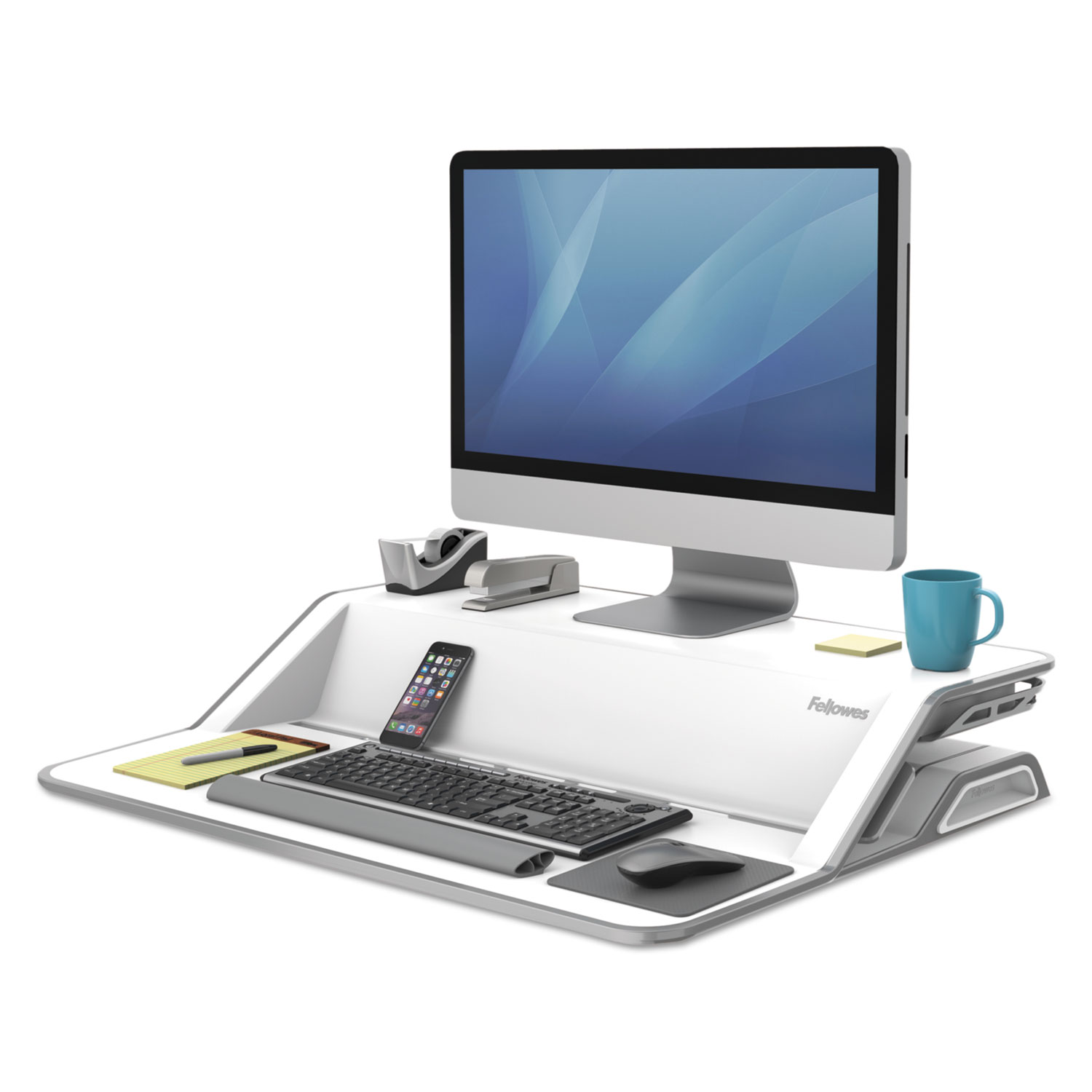 Lotus Sit-Stand Workstation, 32 3/4 x 24 1/4 x 5 1/2 to 22 1/2, White