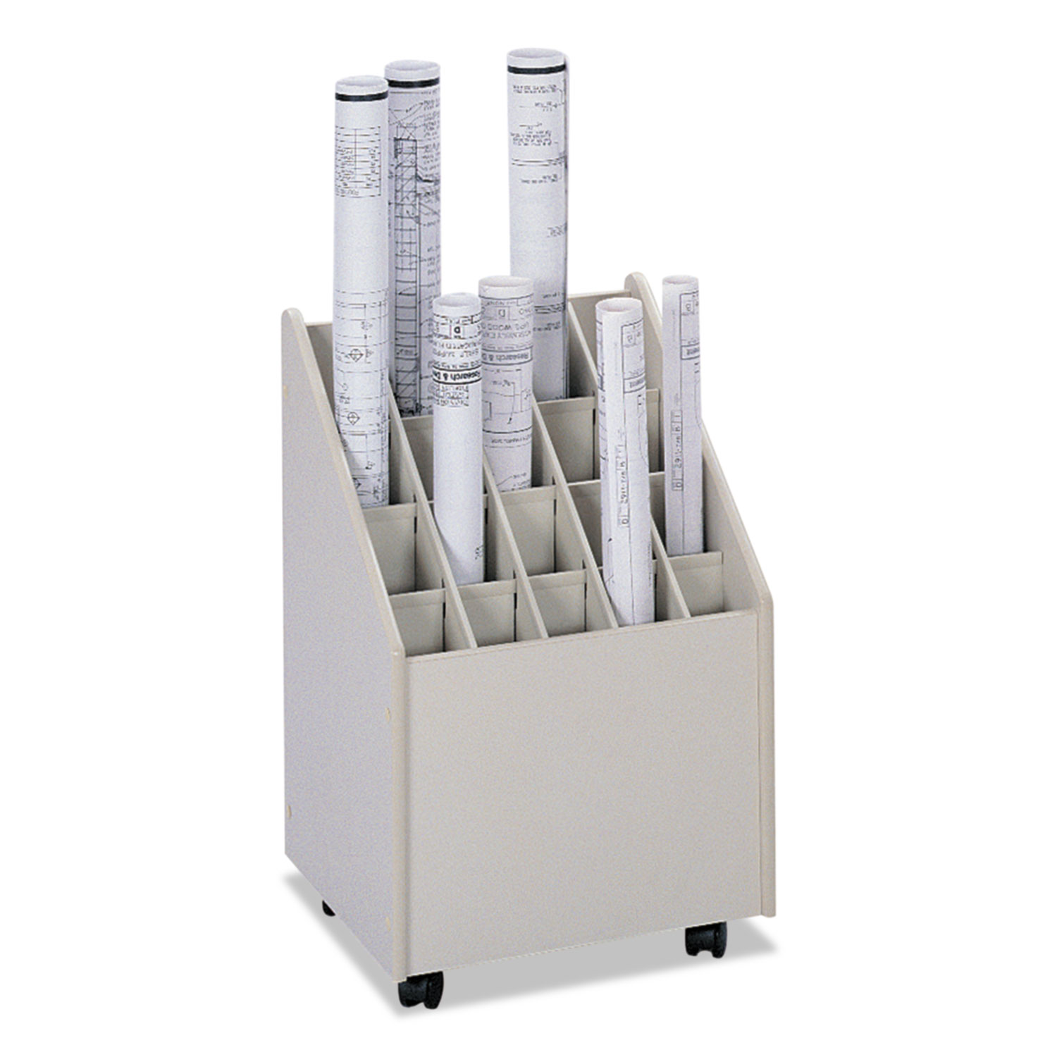  Safco 3082 Laminate Mobile Roll Files, 20 Compartments, 15.25w x 13.25d x 23.25h, Putty (SAF3082) 
