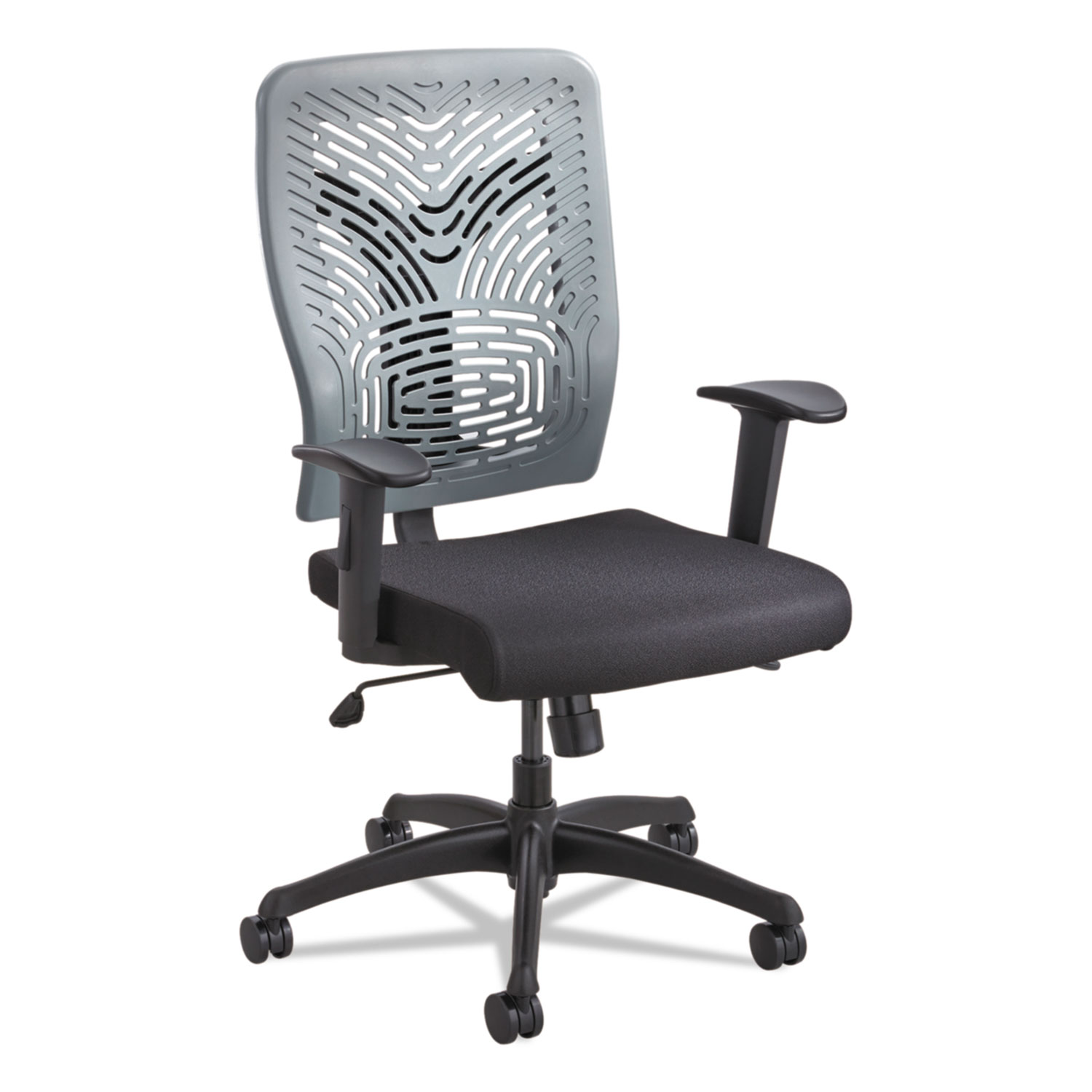 Voice Series Task Chair, Plastic Back, Upholstered Seat, Black/Charcoal