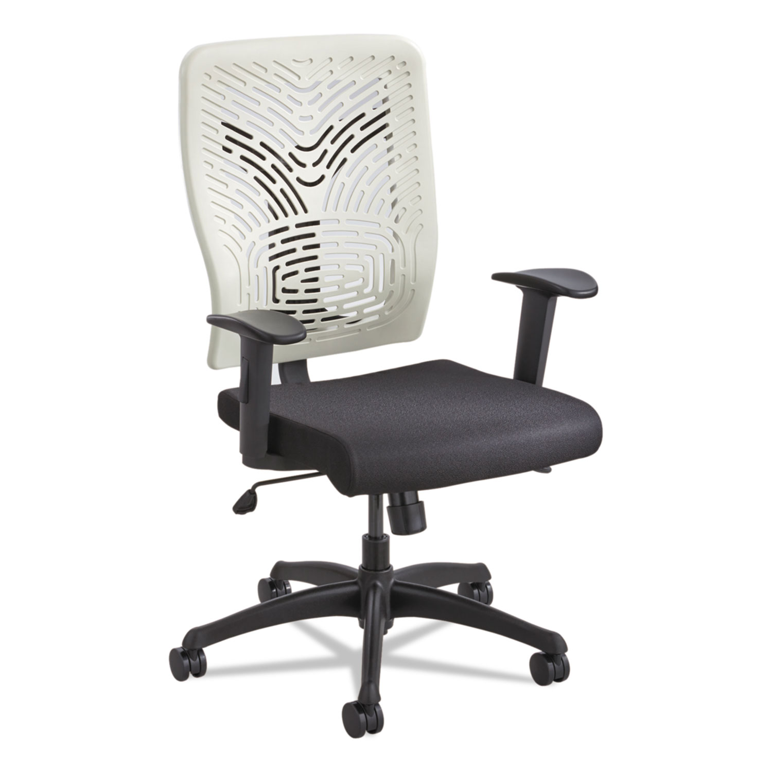 Voice Series Task Chair, Plastic Back, Upholstered Seat, Black Seat/Latte Back