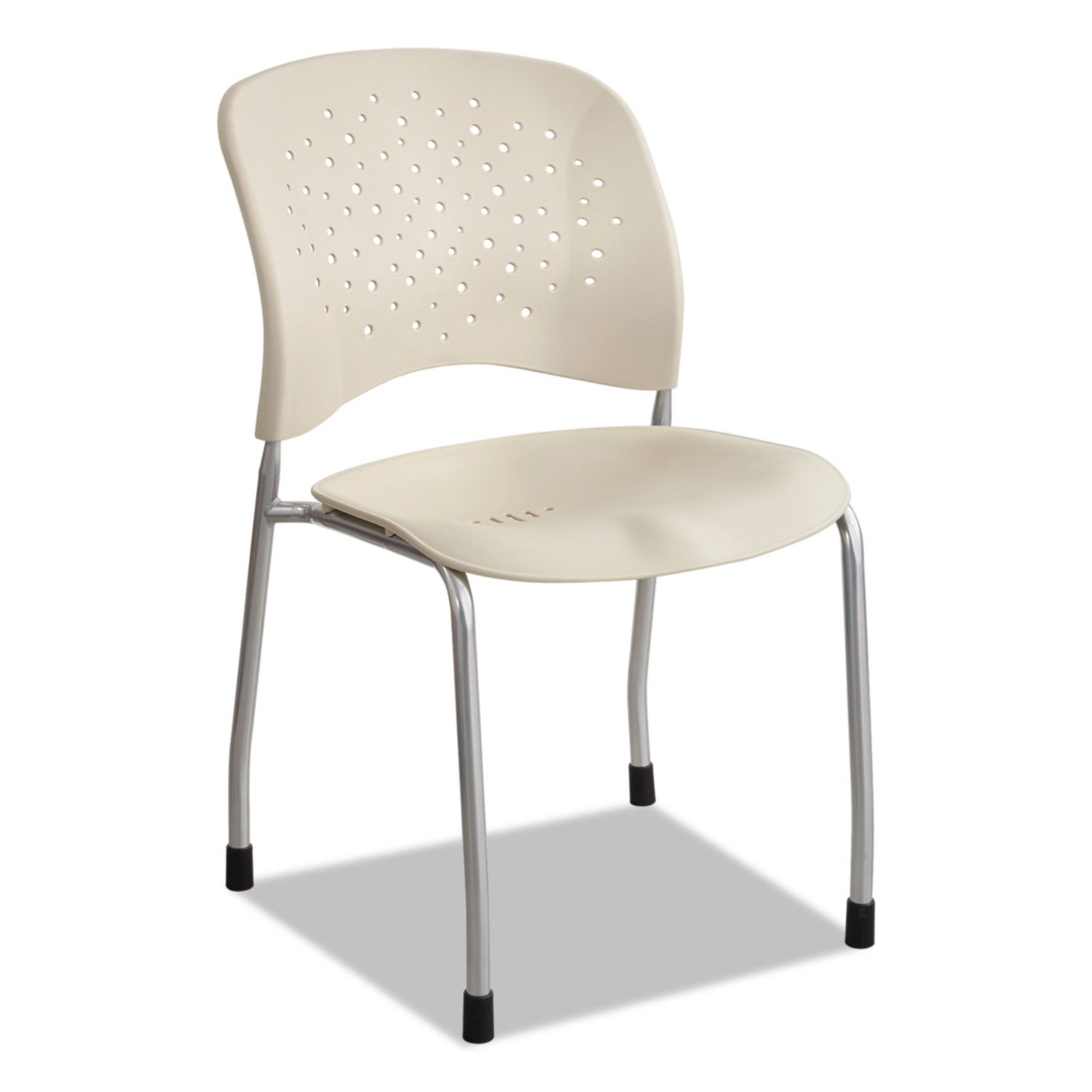 Rêve Series Guest Chair W/ Straight Legs, Latte Plastic, Silver Steel, 2/Carton