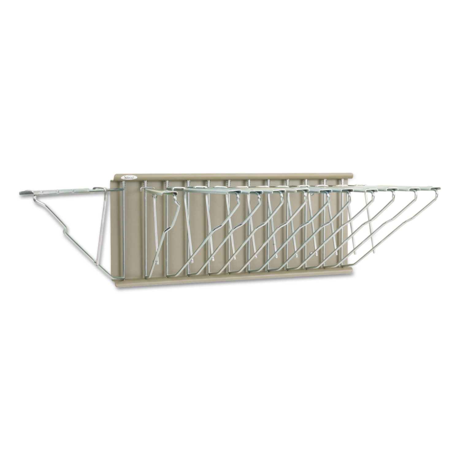  Safco 5016 Sheet File Pivot Wall Rack, 12 Hanging Clamps, 24w x 14.75d x 9.75h, Sand (SAF5016) 
