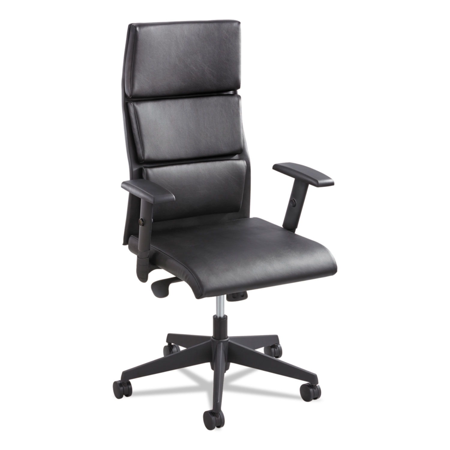 Tuvi Series Executive High-Back Chair, Leatherette Back/Seat, Black