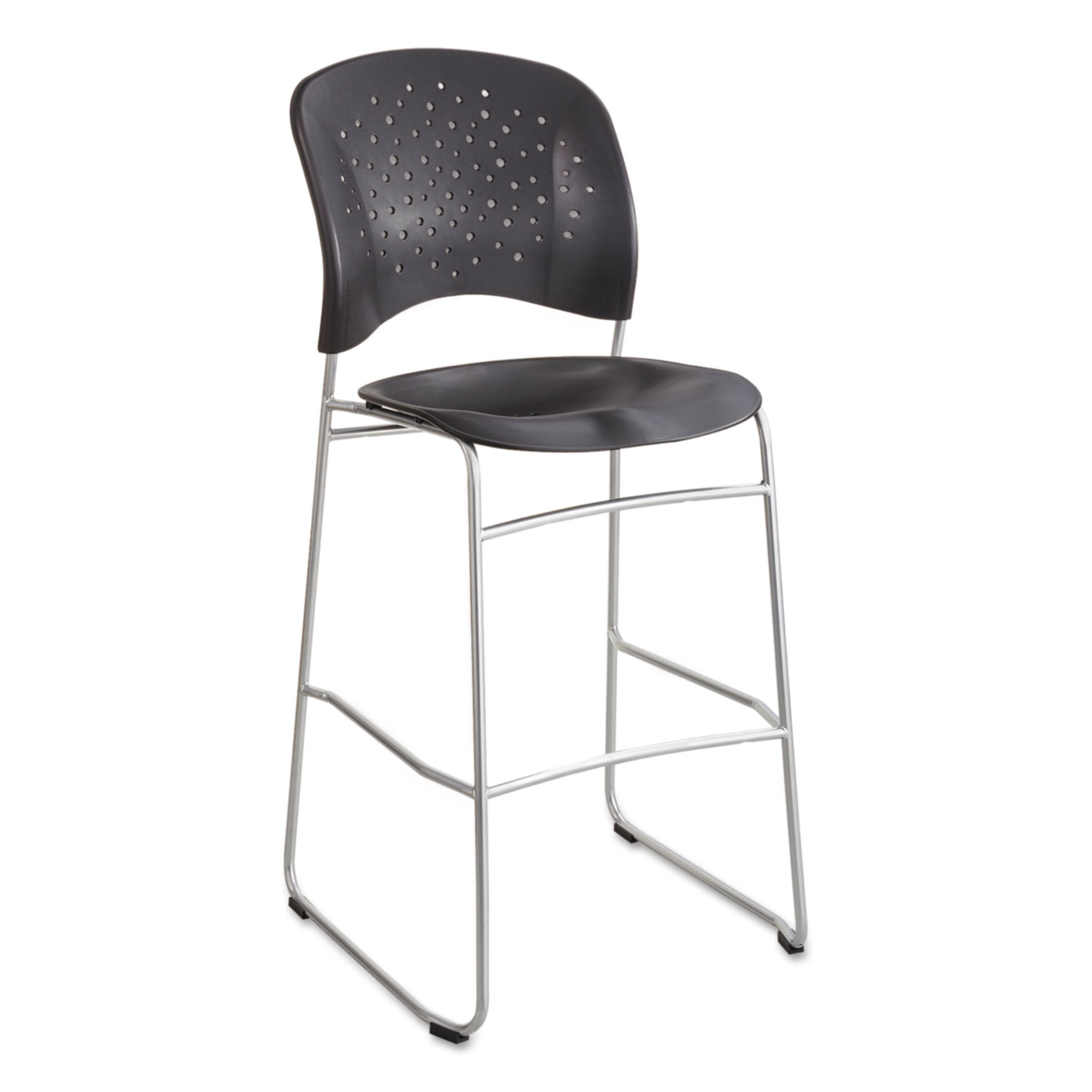 Rêve Series Bistro Chair, Molded Plastic Back/Seat, Steel Frame, Black