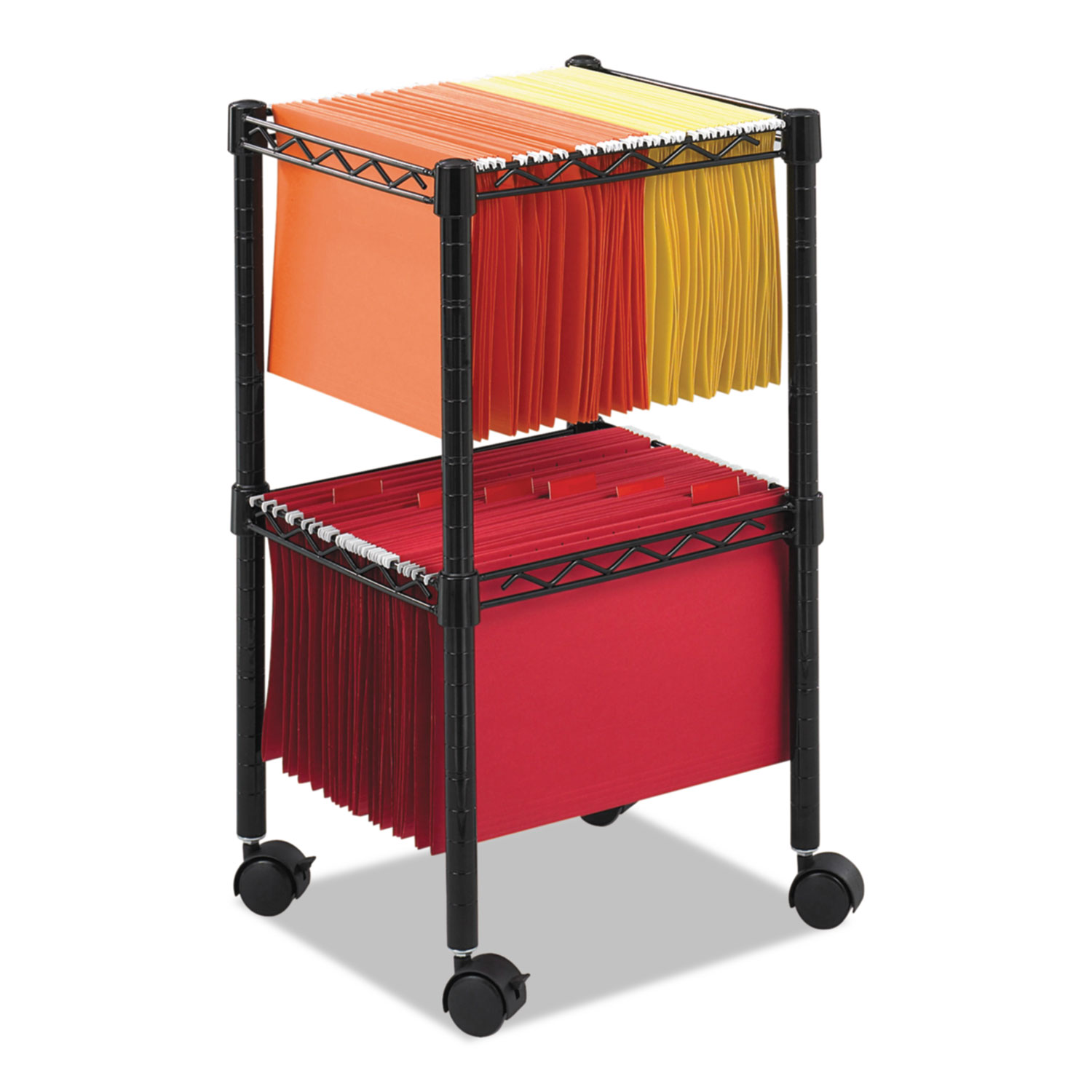  Safco 5221BL Two-Tier Compact Mobile Wire File Cart, Steel, 15.5w x 14d x 27.5h, Black (SAF5221BL) 
