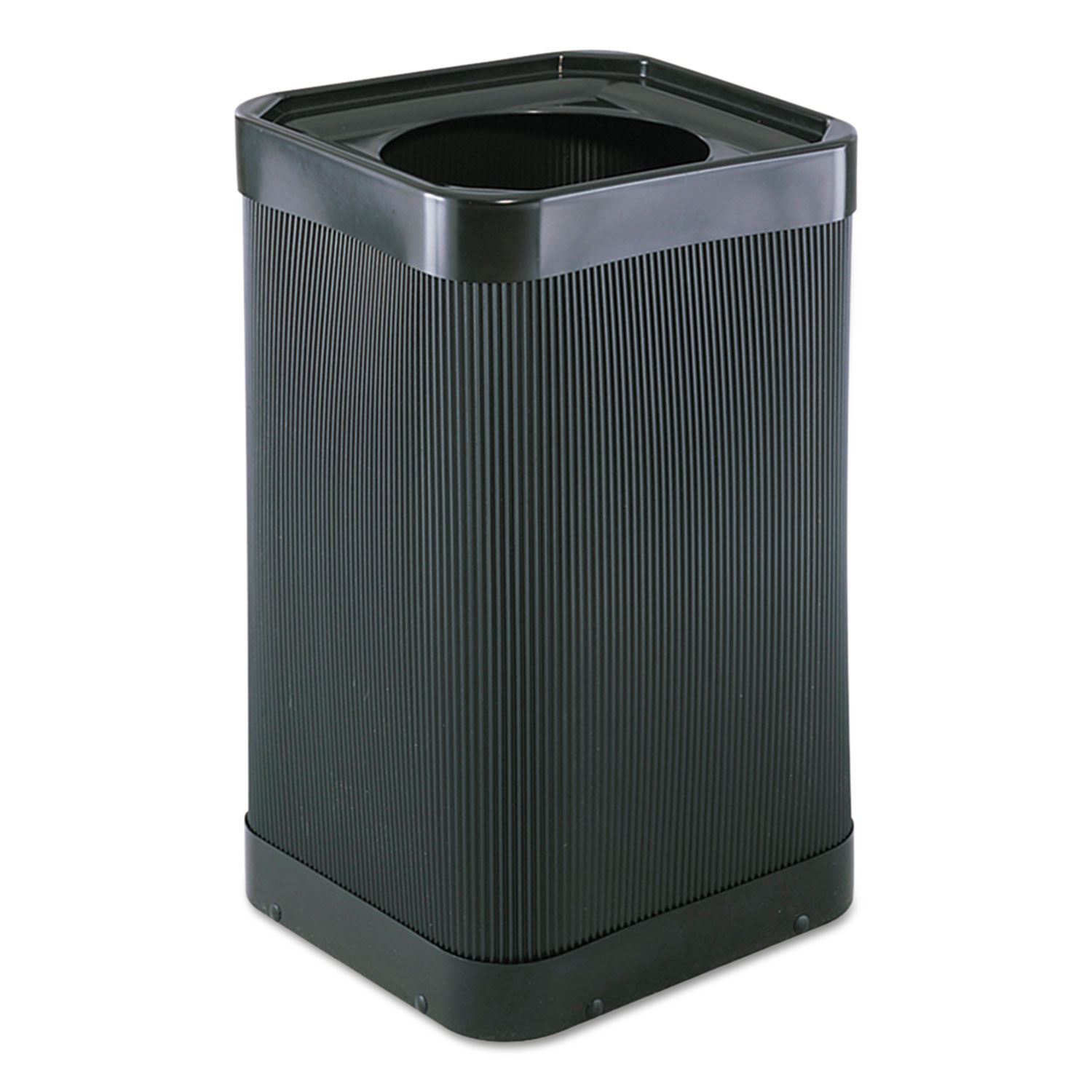  Safco 9790BL At-Your Disposal Top-Open Waste Receptacle, Square, Polyethylene, 38 gal, Black (SAF9790BL) 