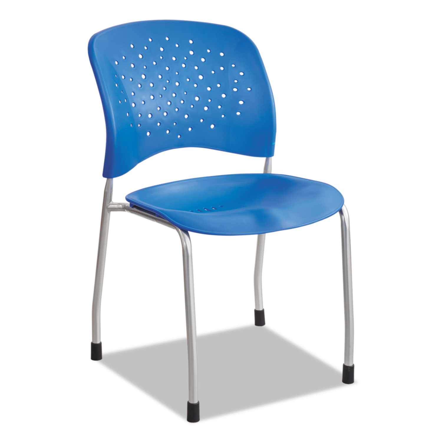 Rêve Series Guest Chair W/ Straight Legs, Lapis Plastic, Silver Steel, 2/Carton