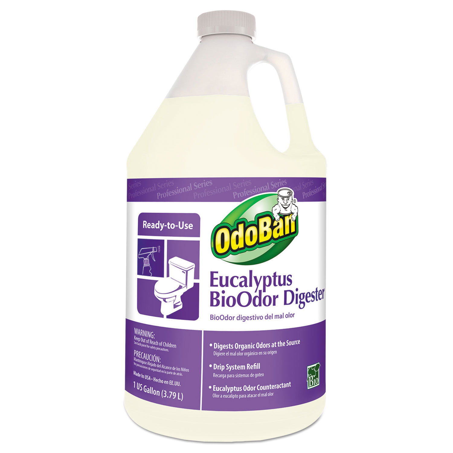 BioOdor Digester, Eucalyptus Scent, 1 gal Bottle, 4/Carton