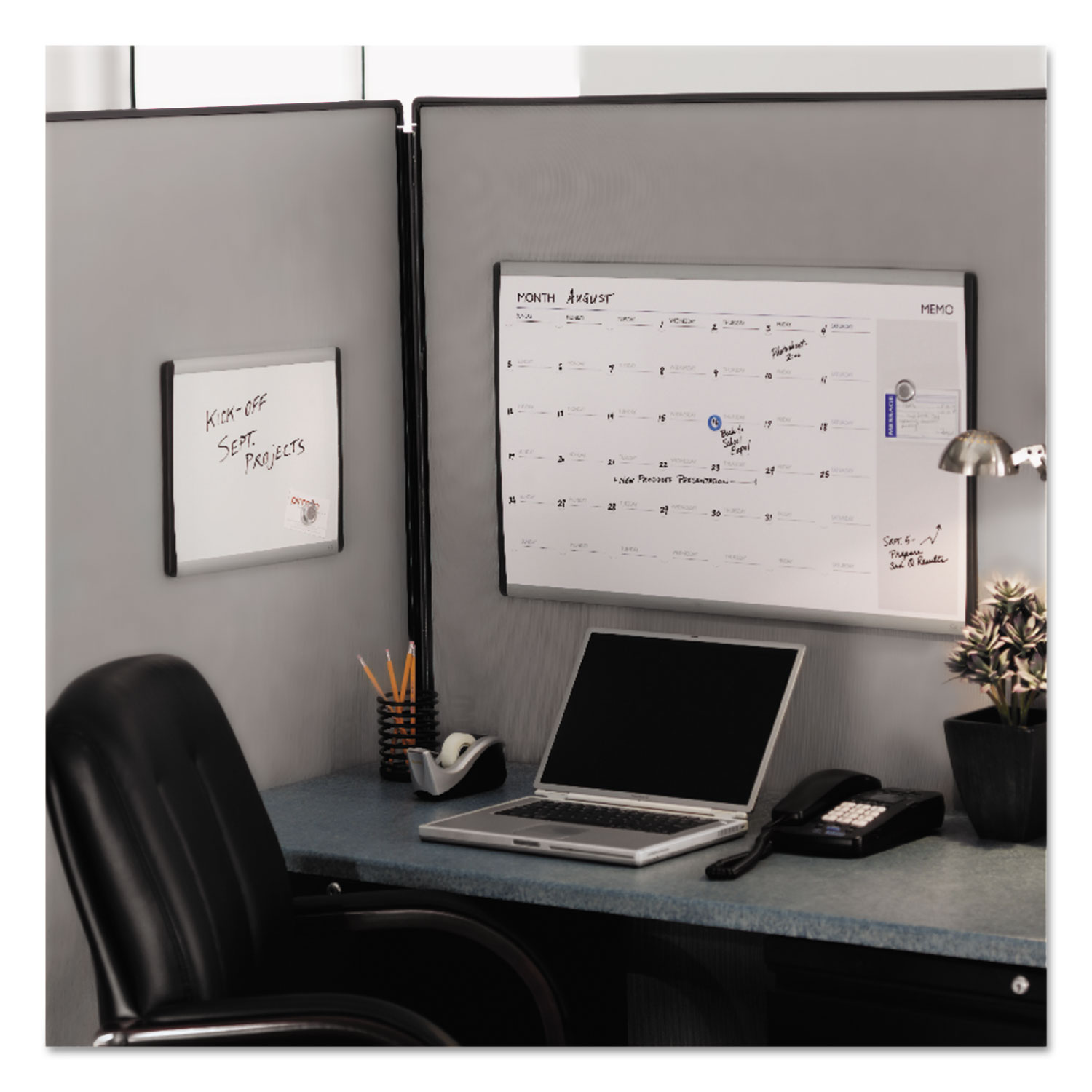 ARC Frame Cubicle Dry Erase Board, 24 x 14, White Surface, Silver Aluminum Frame OFFICE PROS