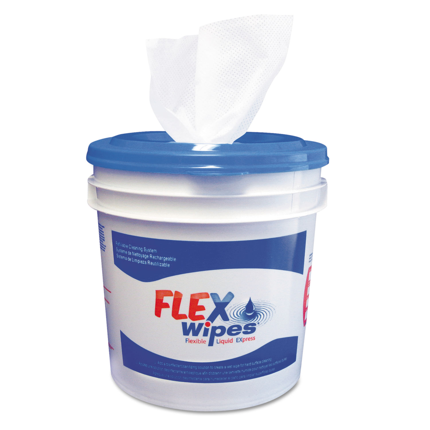 Tuff-Job Flex Wipes Wiper/Bucket System,12x12.5, White, 110/Roll, 5 Roll/Carton