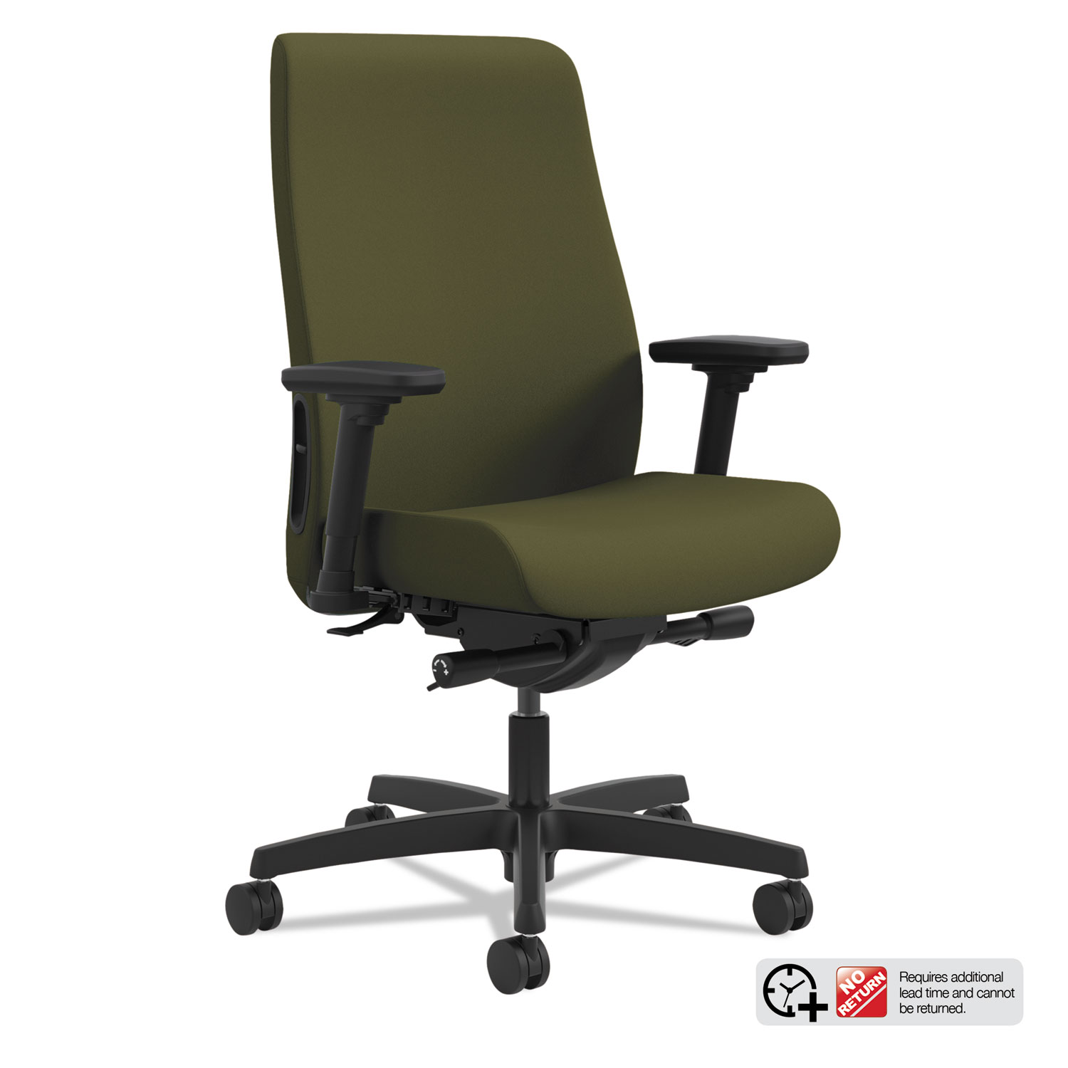  HON HLWU.Y2.A.H.CU82.SB Endorse Upholstered Mid-Back Work Chair, Supports up to 300 lbs., Olivine Seat/Olivine Back, Black Base (HONLWU2ACU82) 