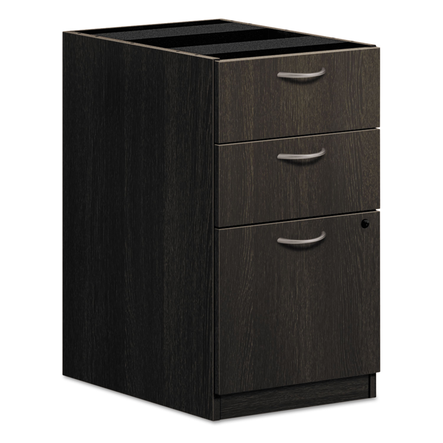 BL Laminate Three Drawer Pedestal File, 15 5/8 x 21 3/4 x 27 3/4, Espresso