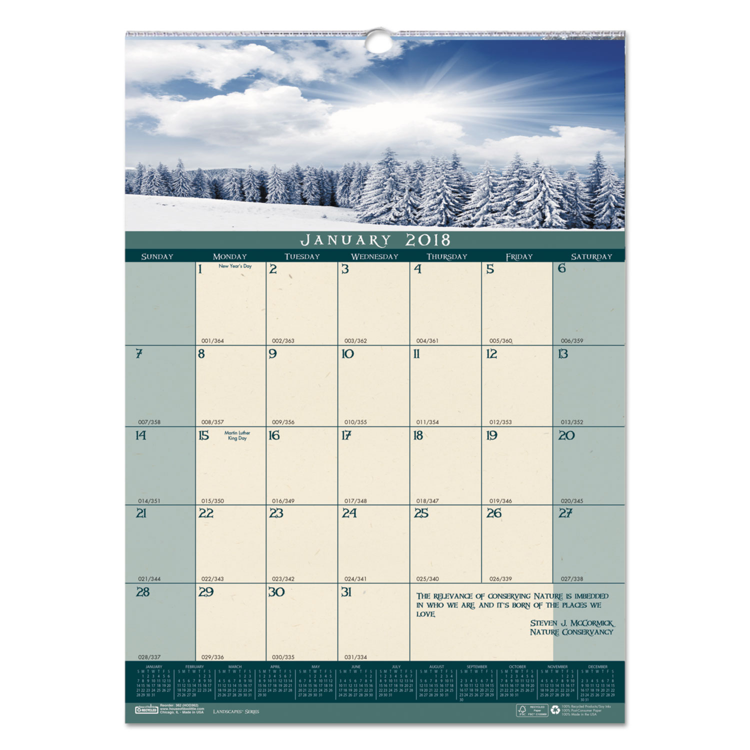 Recycled Landscapes Monthly Wall Calendar, 12 x 16 1/2, 2018