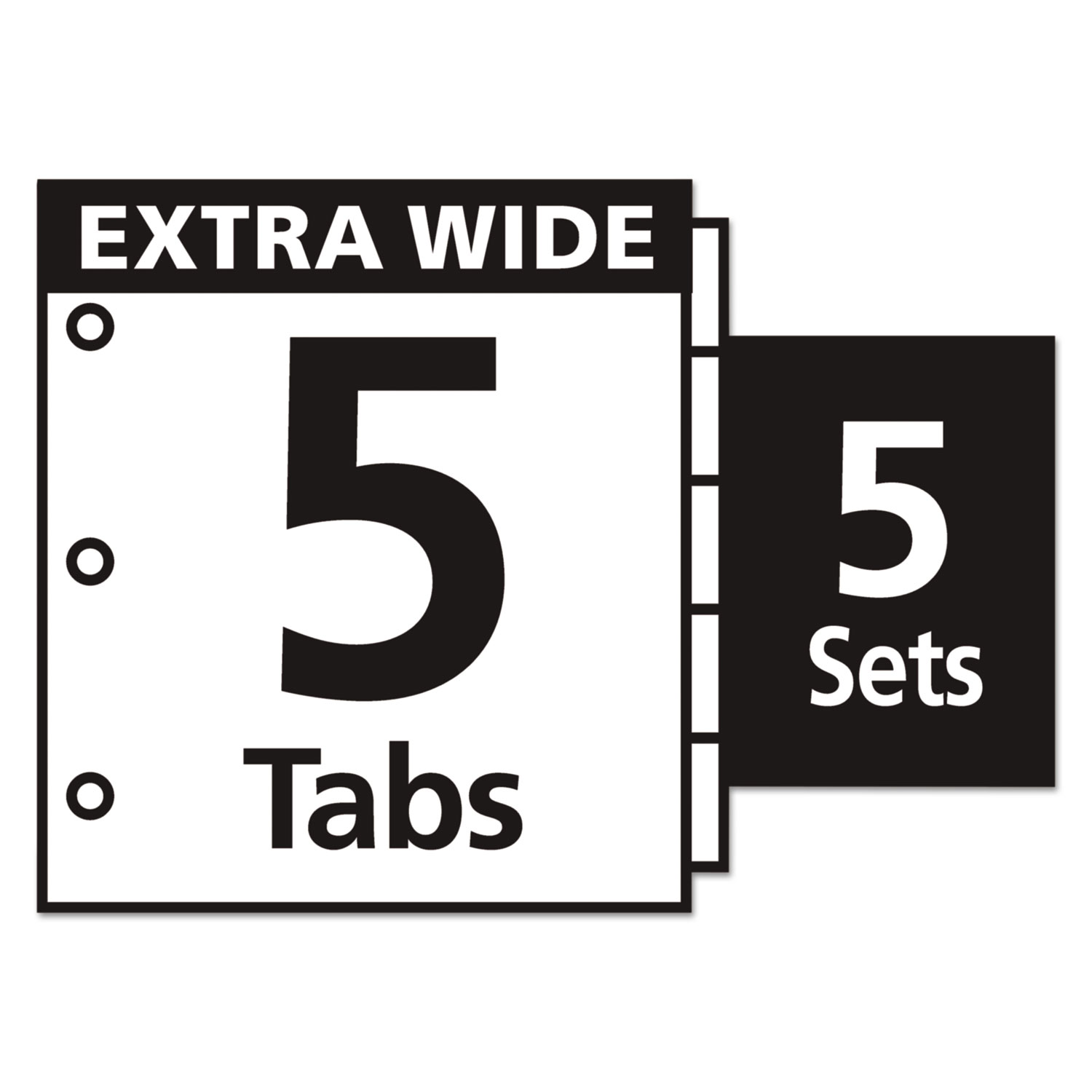 Print & Apply Clear Label Dividers w/White Tabs, 5-Tab, 11 1/4 x 9 1/4, 5 Sets