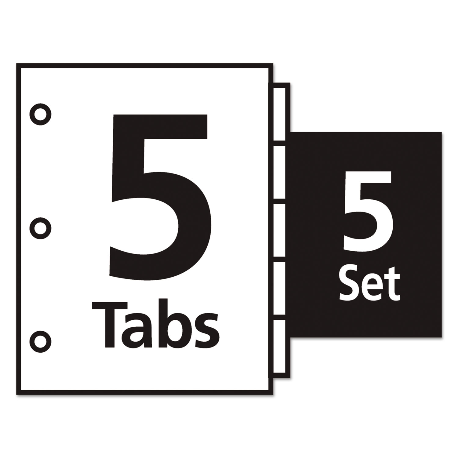 Print & Apply Clear Label Dividers w/White Tabs, Copiers, 5-Tab, Letter, 5 Sets