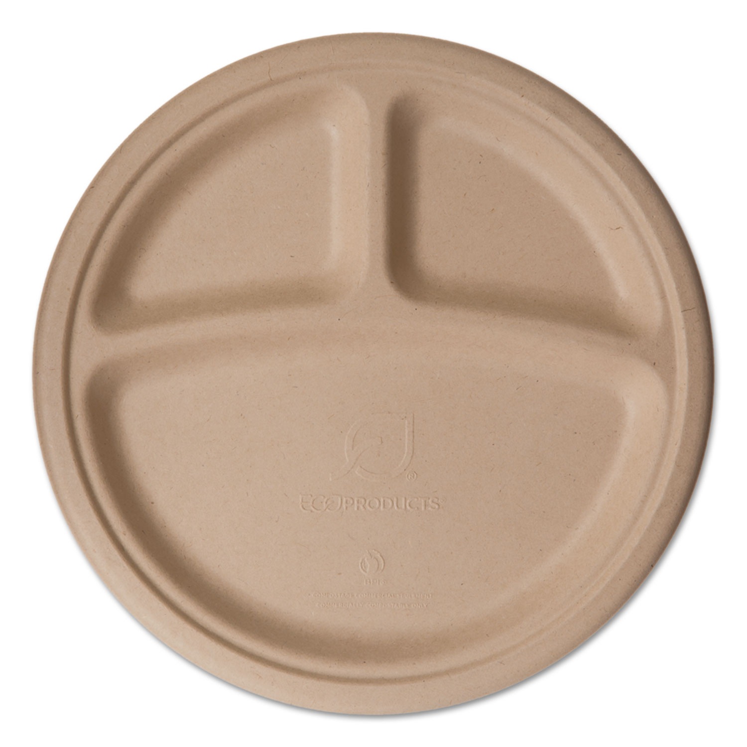  Eco-Products EP-PW103 Wheat Straw Dinnerware, 3 Compartment Plate, 10 Diameter, 500/Carton (ECOEPPW103) 