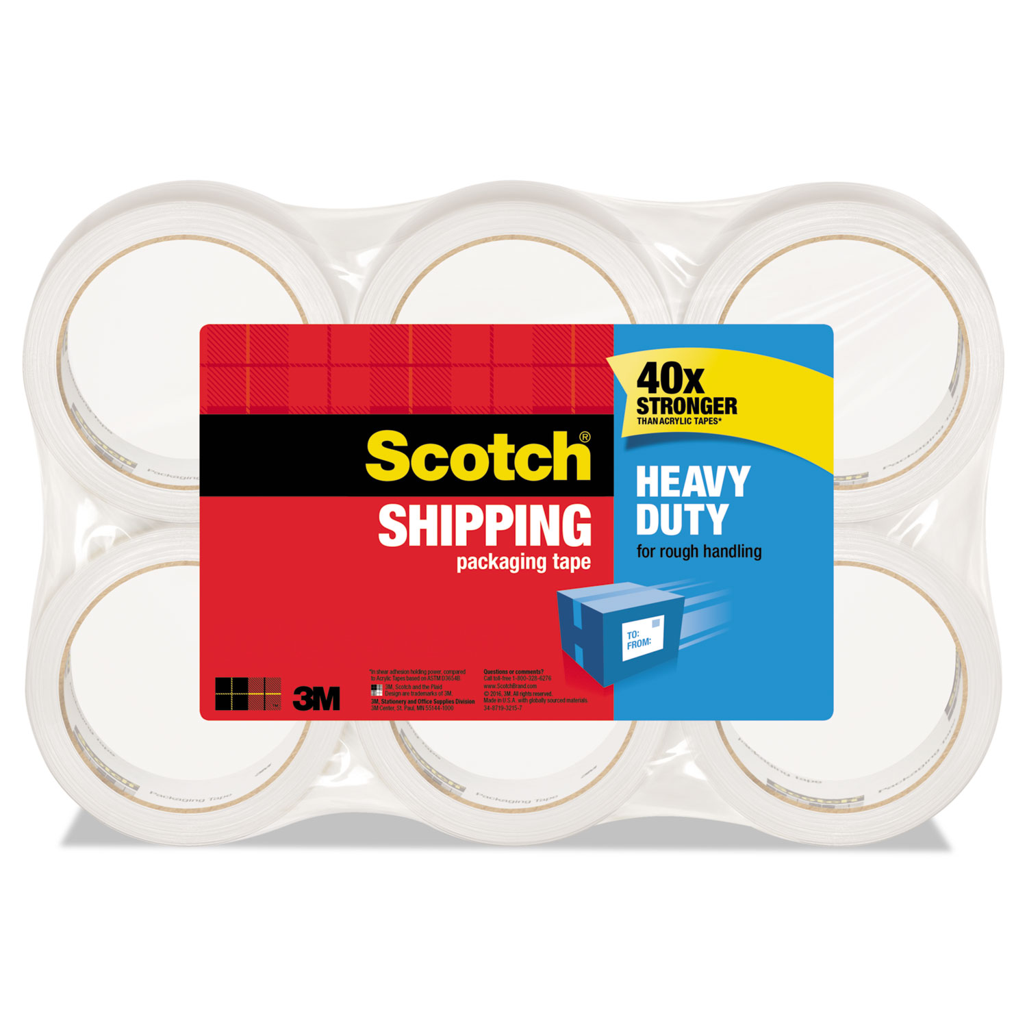 3850 Heavy-Duty Tape Refills, 1.88 x 54.6yds, 3 Core, Clear, 6/Pack