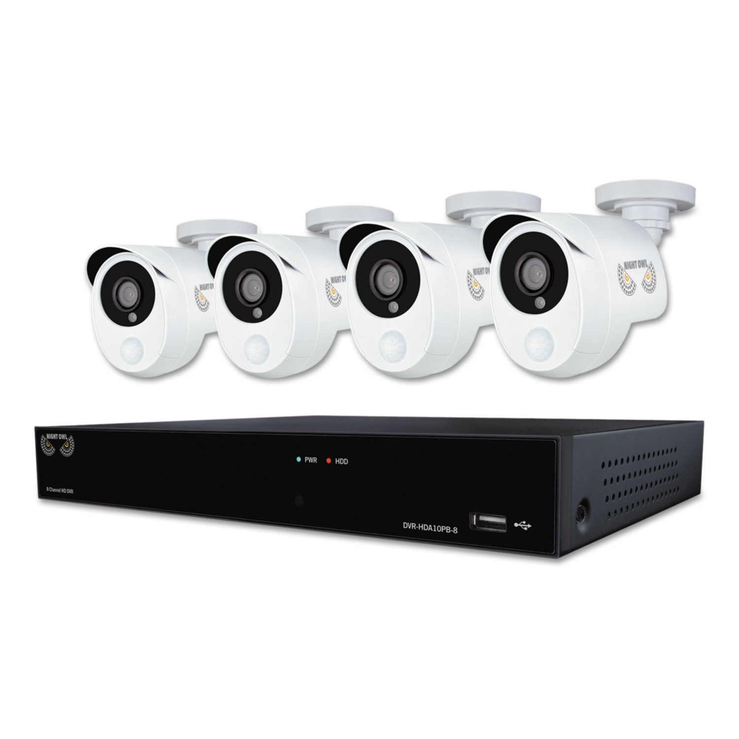 Eight Channel HD Video Security DVR w/1 TB HDD and 4 Wired Infrared Cameras