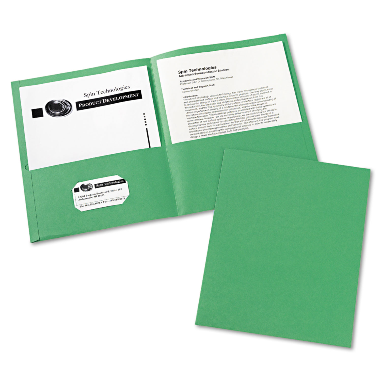 Two-Pocket Folder, 40-Sheet Capacity, Green, 25/Box