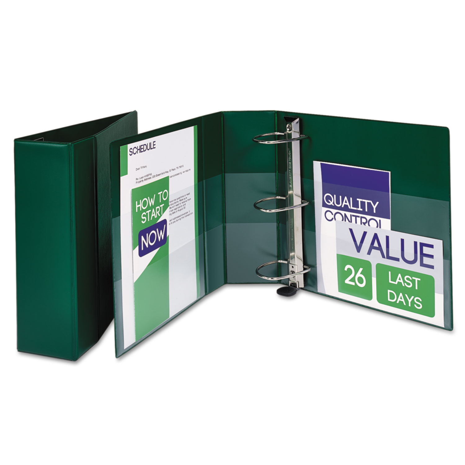 Heavy-Duty Binder with One Touch EZD Rings, 11 x 8 1/2, 4 Capacity, Green