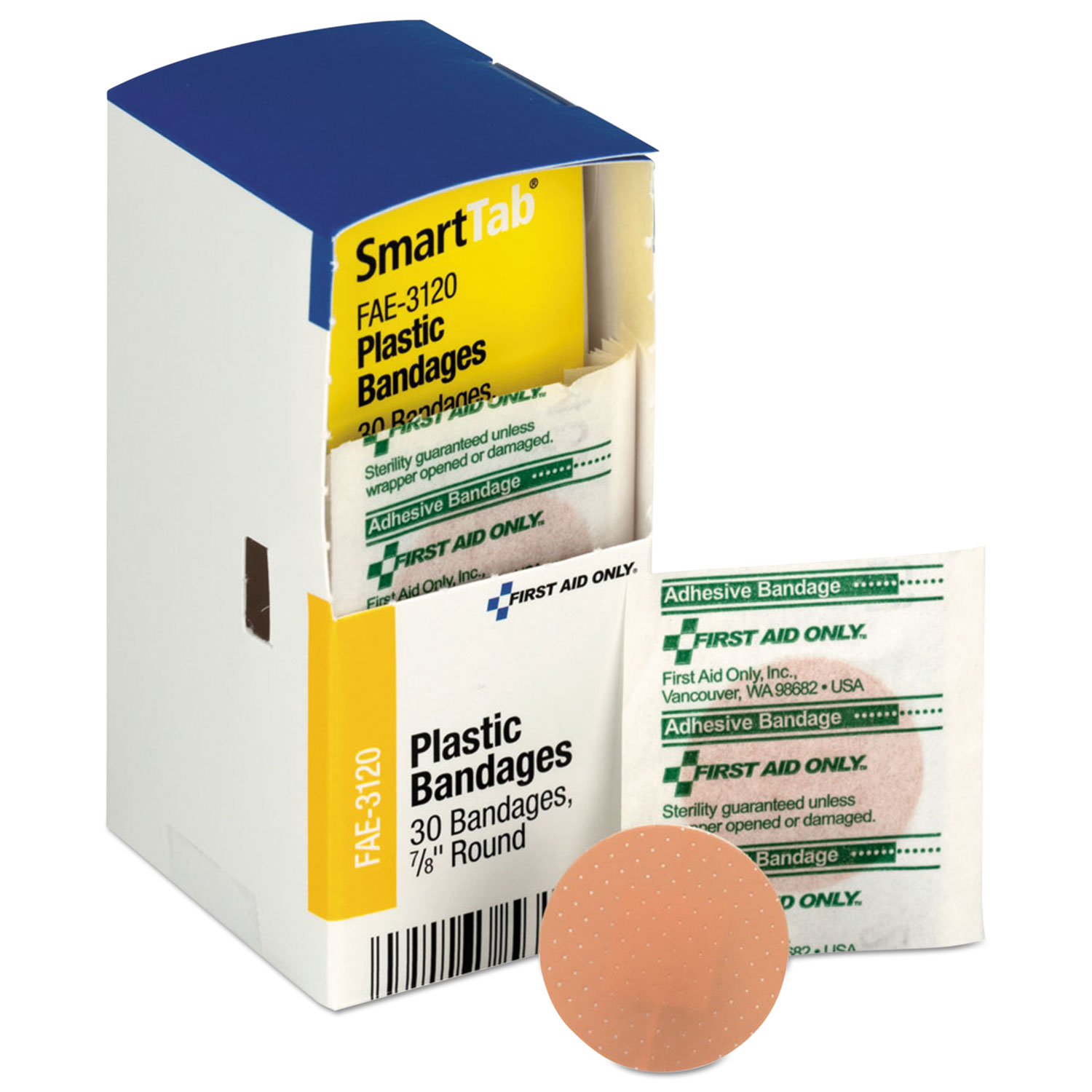  First Aid Only FAE-3120 Refill f/SmartCompliance General Business Cabinet, Spot Plastic Bandages,7/8Dia (FAOFAE3120) 