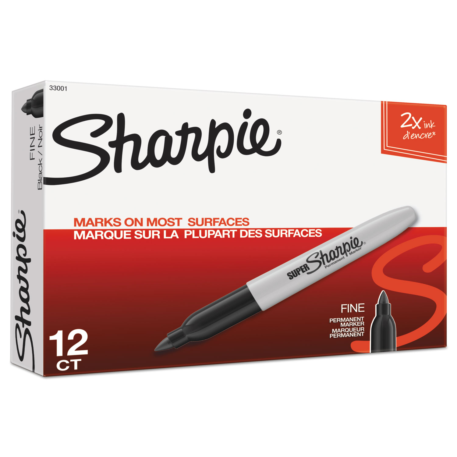  Sharpie 33001 Super Permanent Marker, Fine Bullet Tip, Black, Dozen (SAN33001) 