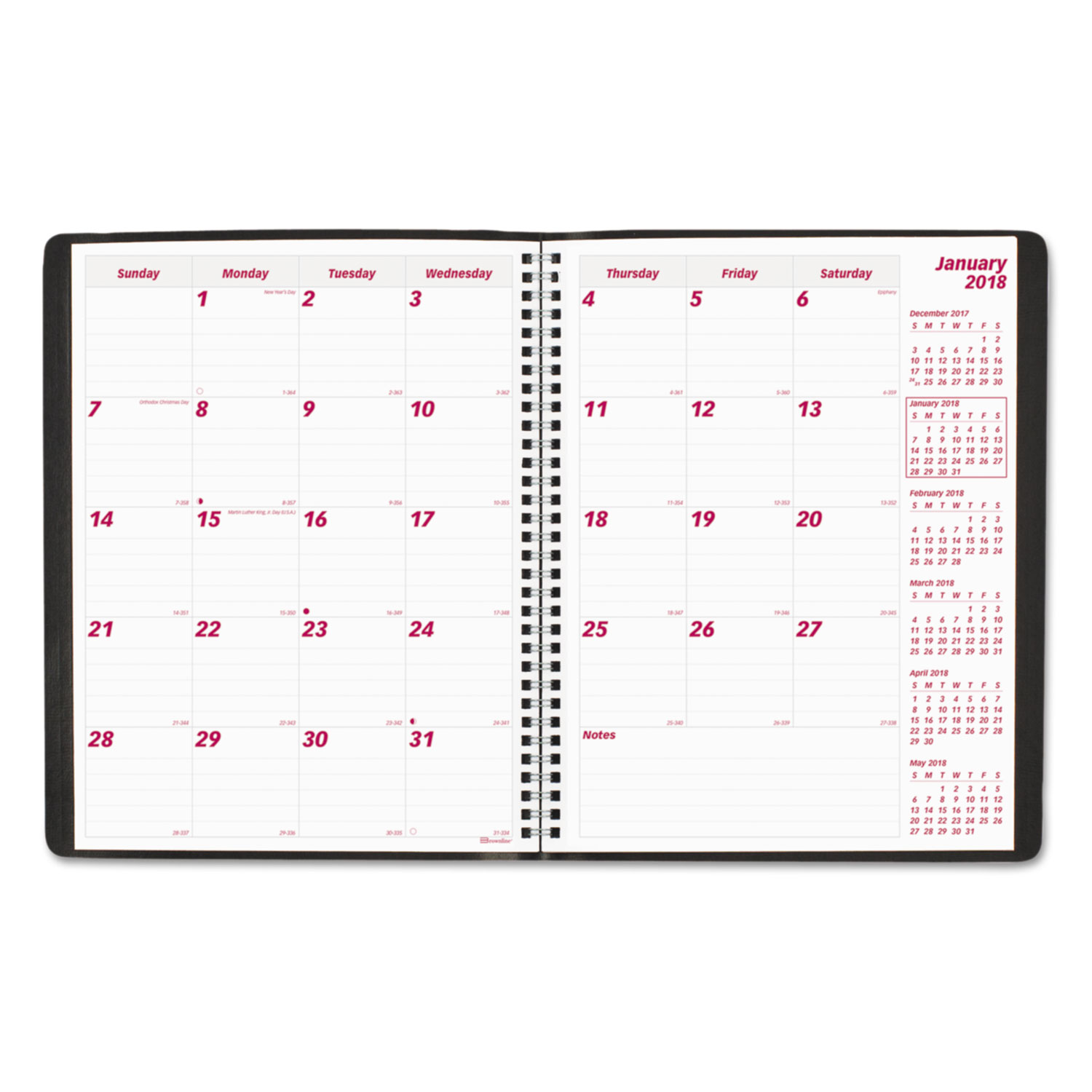 Essential Collection 14-Month Ruled Planner, 11 x 8 1/2, Black, 2018