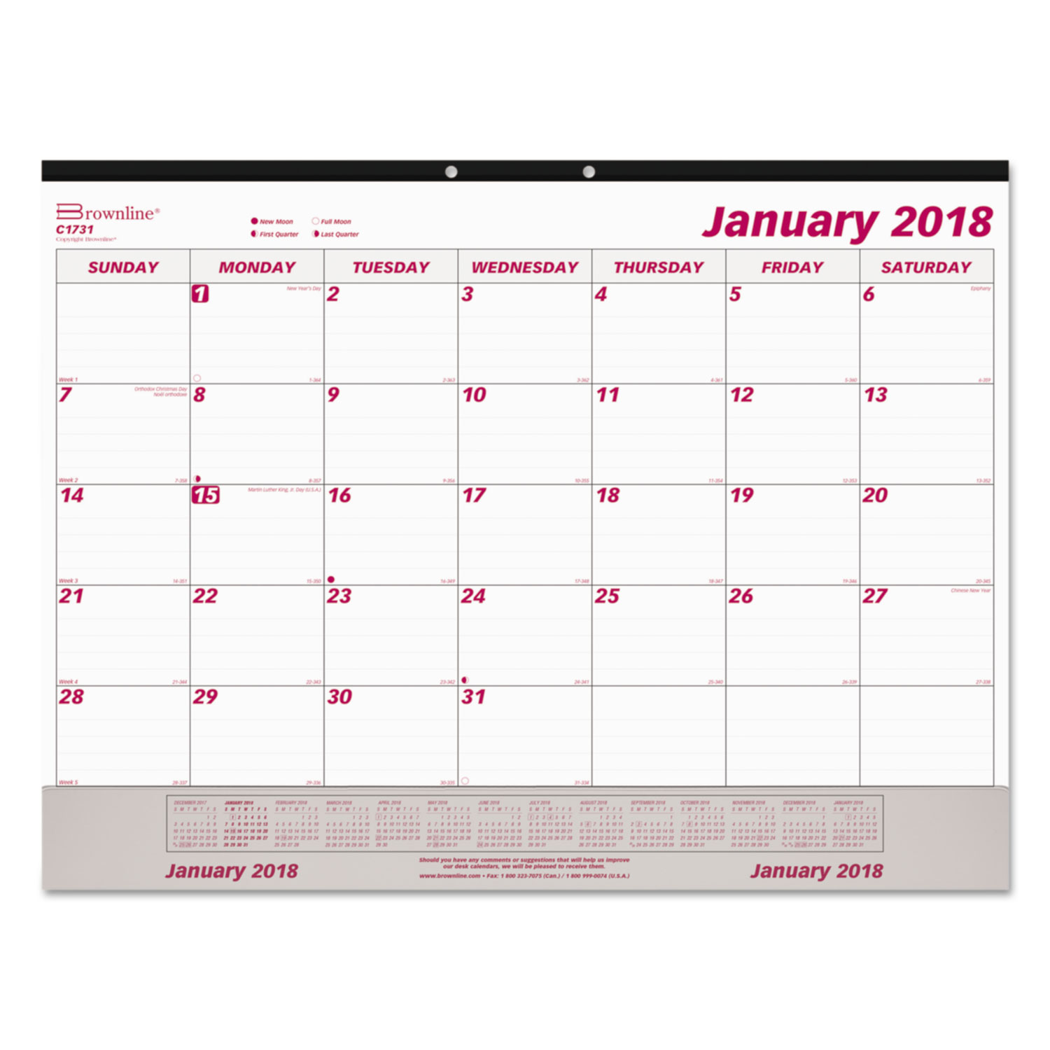 Monthly Desk Pad Calendar by Brownline® REDC1731V
