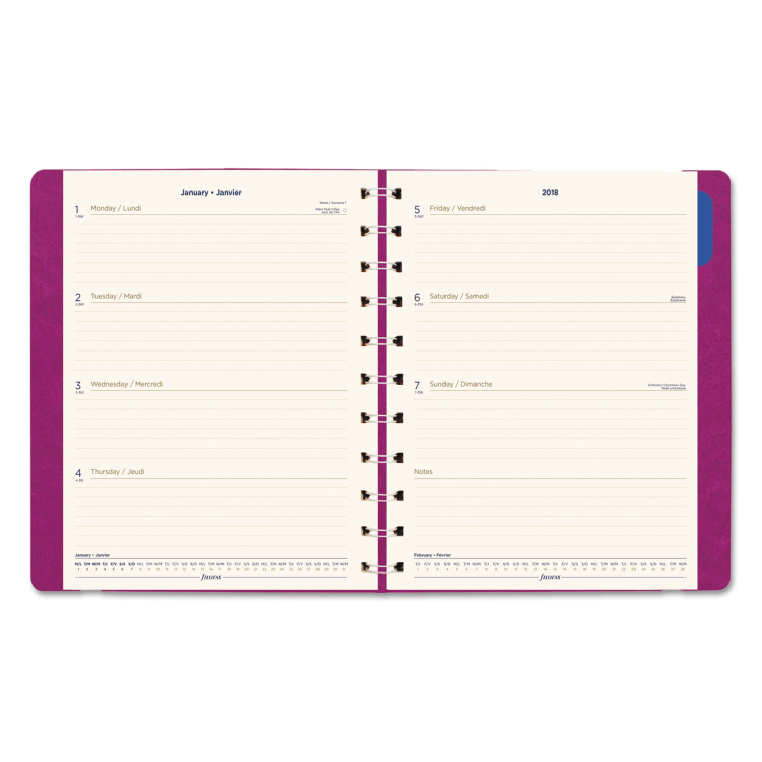 Soft-Touch Weekly Planner, 10 3/4 x 8 1/2, Fuchsia, 2018