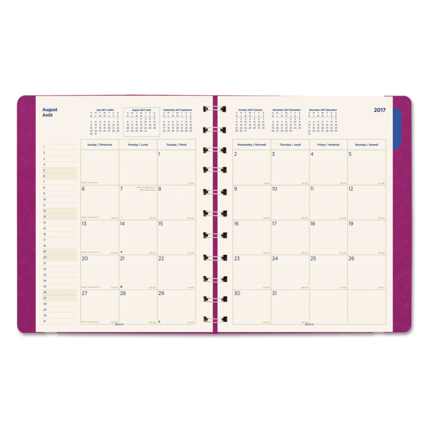 Monthly Planner, 10 3/4 x 8 1/2, Fuchsia, 2017-2018