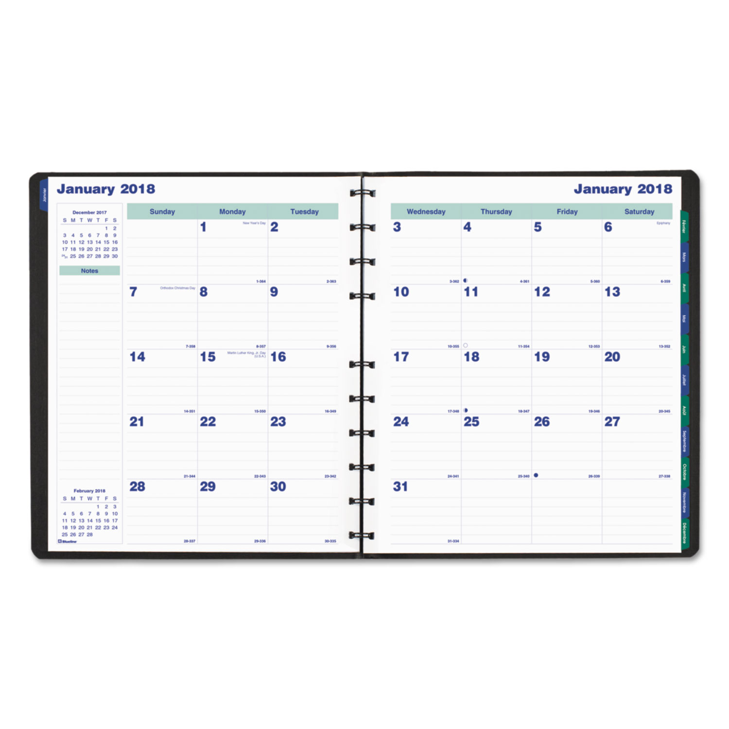 MiracleBind 17-Month Academic Planner, Soft Cover, 11 x 9 1/16, Black, 2017-2018