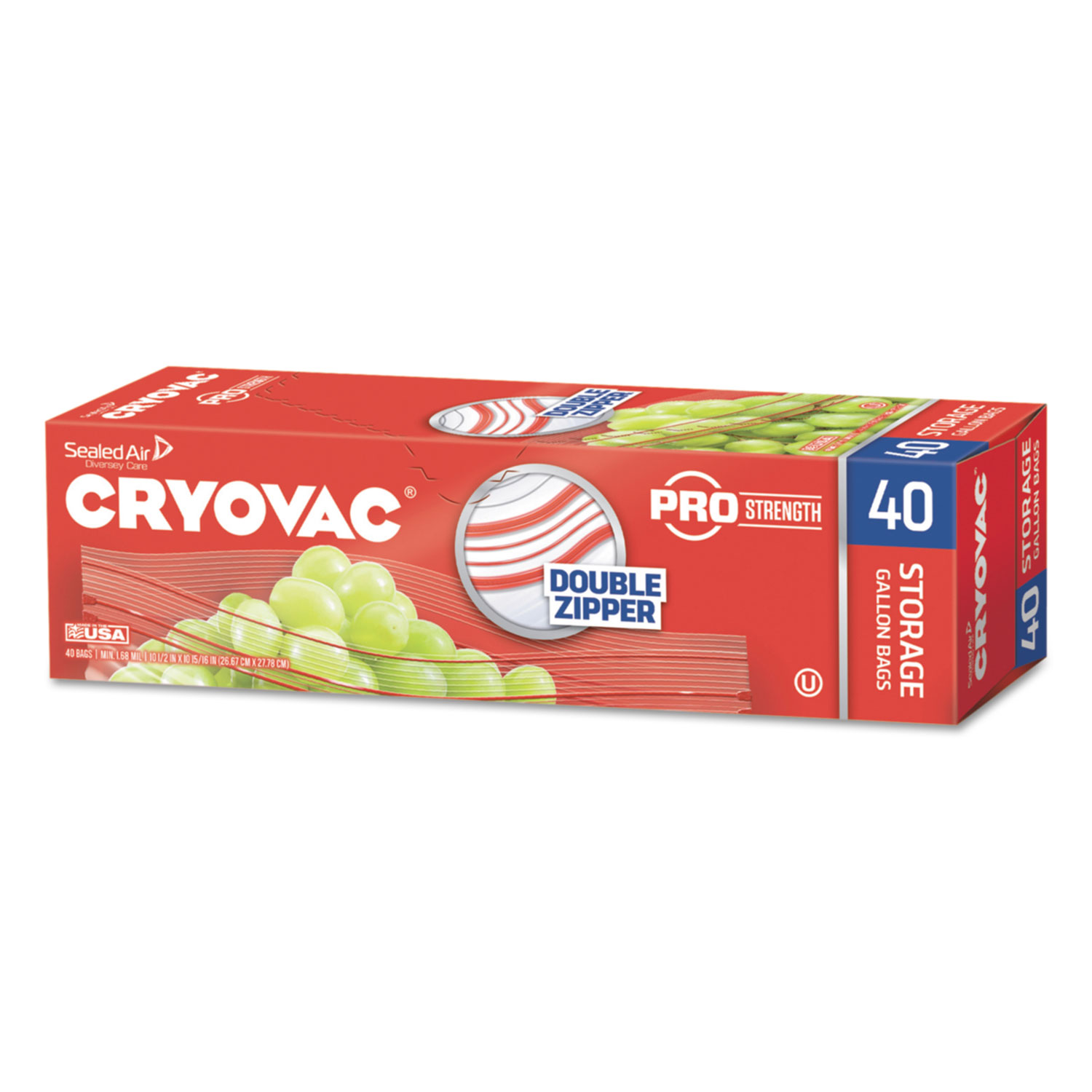 Cryovac One Gallon Storage Bag Dual Zipper, Clear, 10 1/2 x 10 15/16, 360/CT