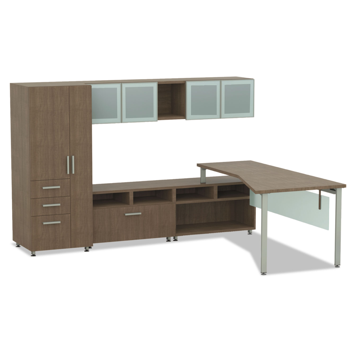 e5 Series Single L-Workstation, 72w x 85d x 29-1/2h, Cocoa