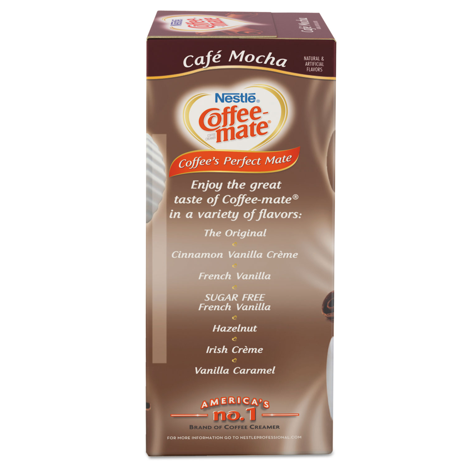 Liquid Coffee Creamer, Café Mocha, 0.375 oz Cups, 50/Box