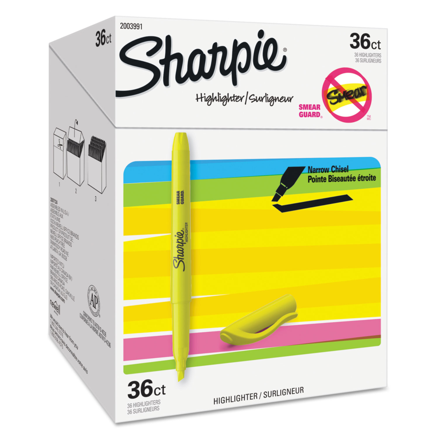  Sharpie 2003991 Pocket Style Highlighters, Chisel Tip, Yellow, 36/Pack (SAN2003991) 