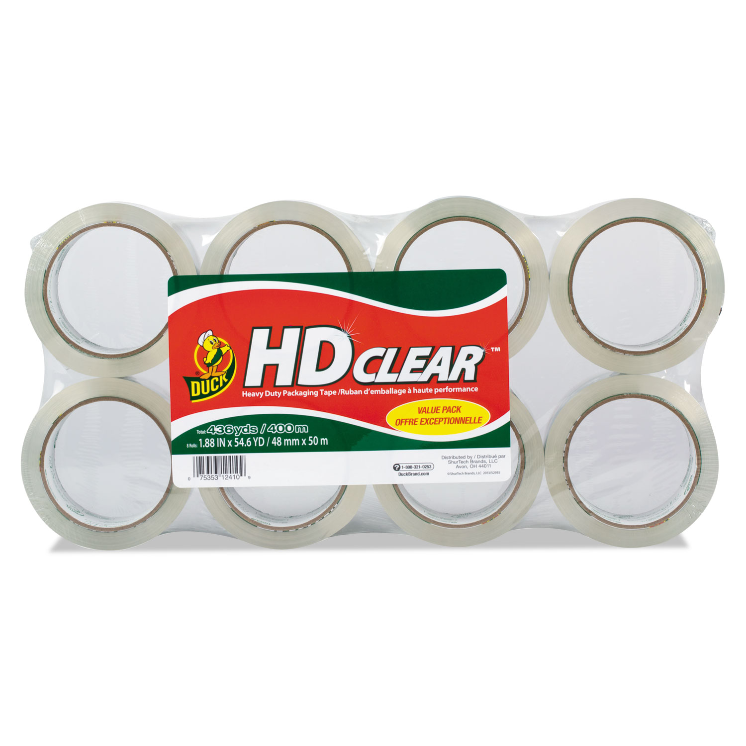 Heavy-Duty Carton Packaging Tape, 1.88 x 55 yards, Clear, 8/Pack