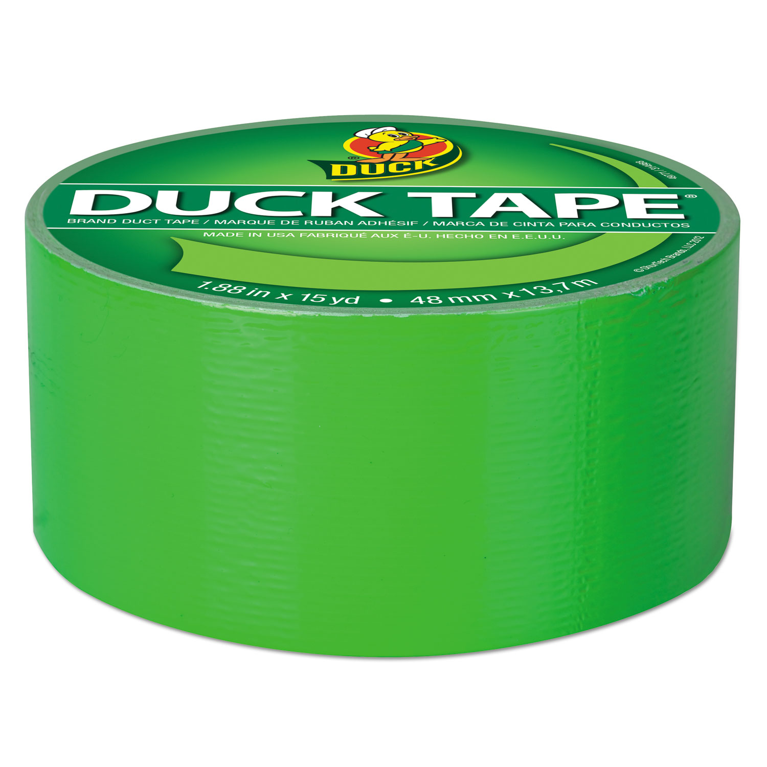 Colored Duct Tape, 9 mil, 1.88 x 15 yds, 3 Core, Neon Green