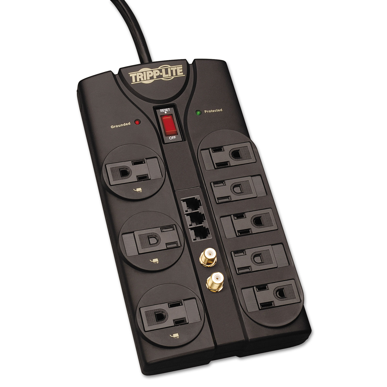  Tripp Lite TLP808TELTV Protect It! Surge Protector, 8 Outlets, 8 ft. Cord, 2160 Joules, RJ11, Dark Gray (TRPTLP808TELTV) 
