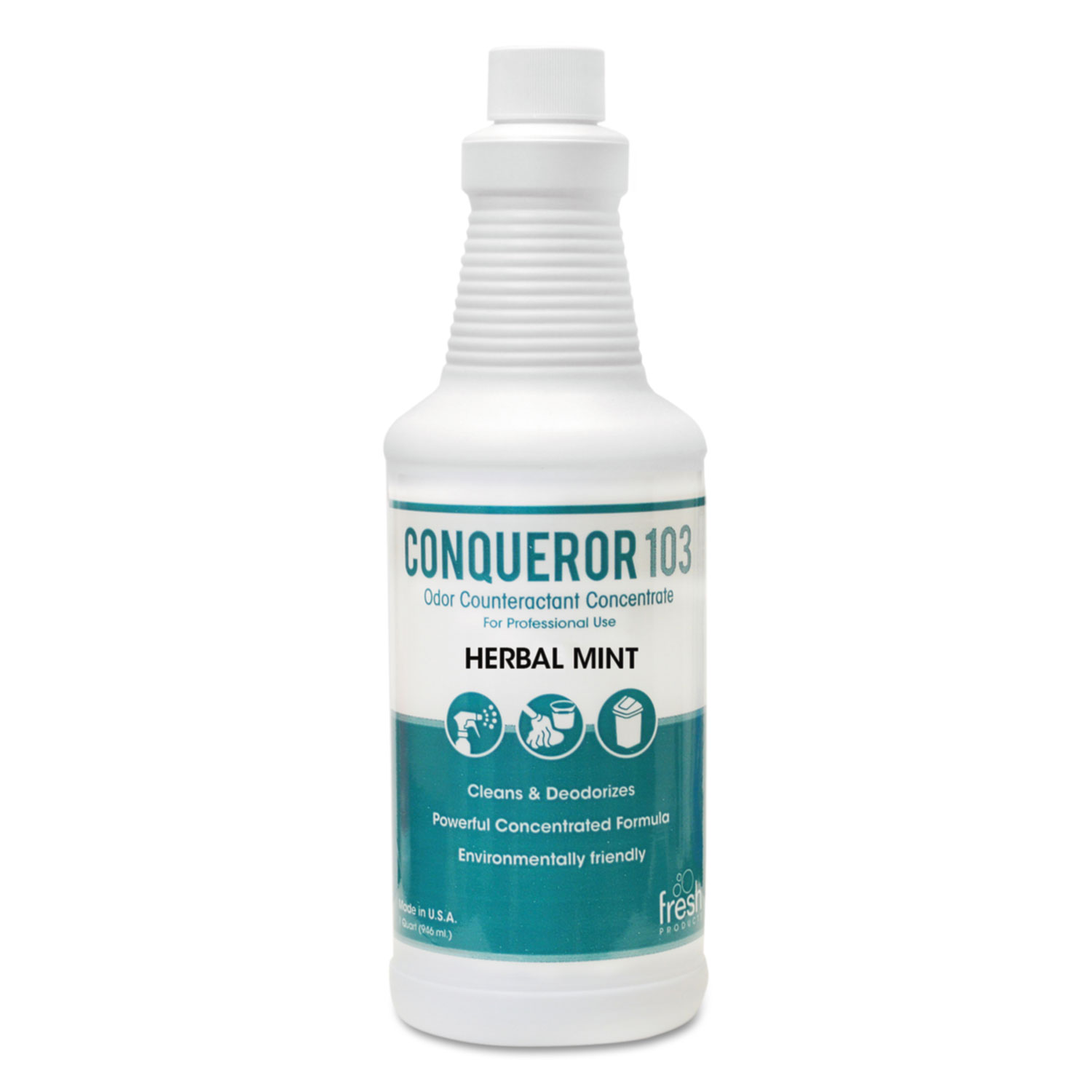 Conqueror 103 Odor Counteractant Concentrate, Herbal Mint, 32 oz Bottle,12/Ctn