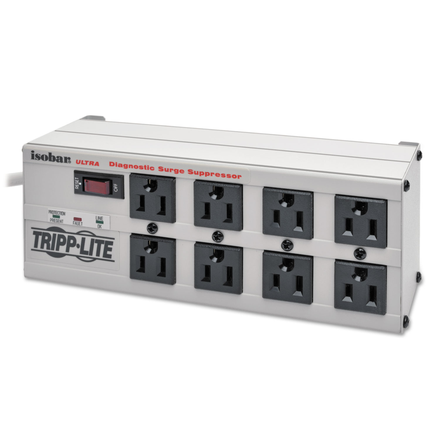 Isobar Surge Protector, 8 Outlets, 12 ft. Cord, 3840 Joules, Metal Housing