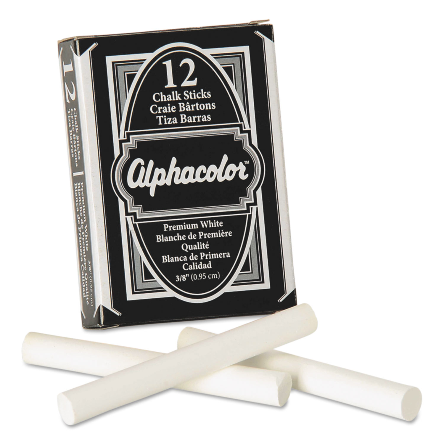  Quartet 314005 Alphacolor White Chalk, Low-Dust, 12 Sticks/Pack (QRT314005) 