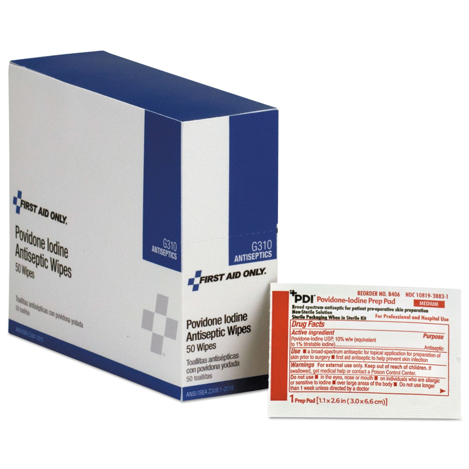  First Aid Only G310 Refill for SmartCompliance General Business Cabinet, PVP Iodine, 50/BX (FAOG310) 