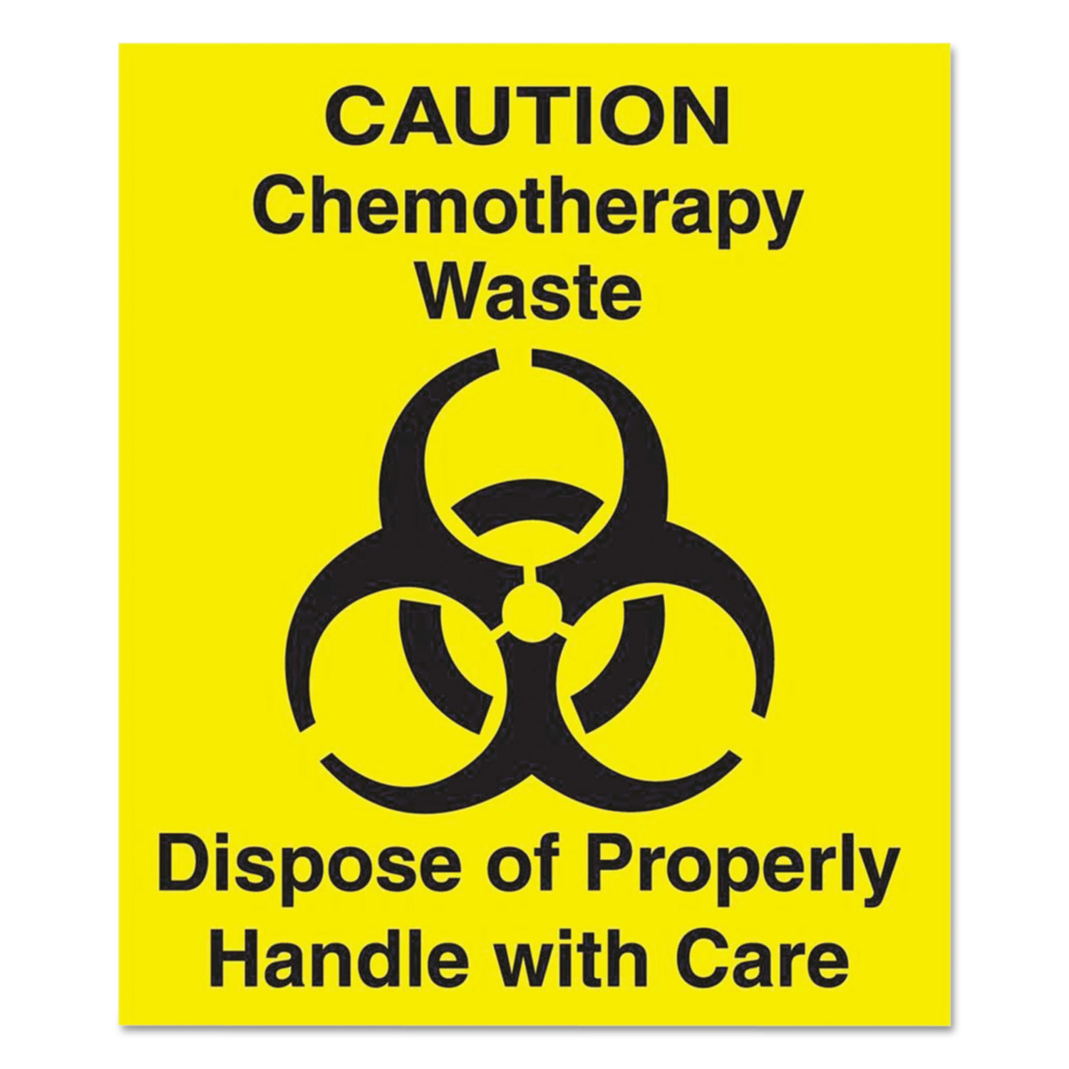 Medical Decal, Chemotherapy Waste, 6 x 6, Yellow