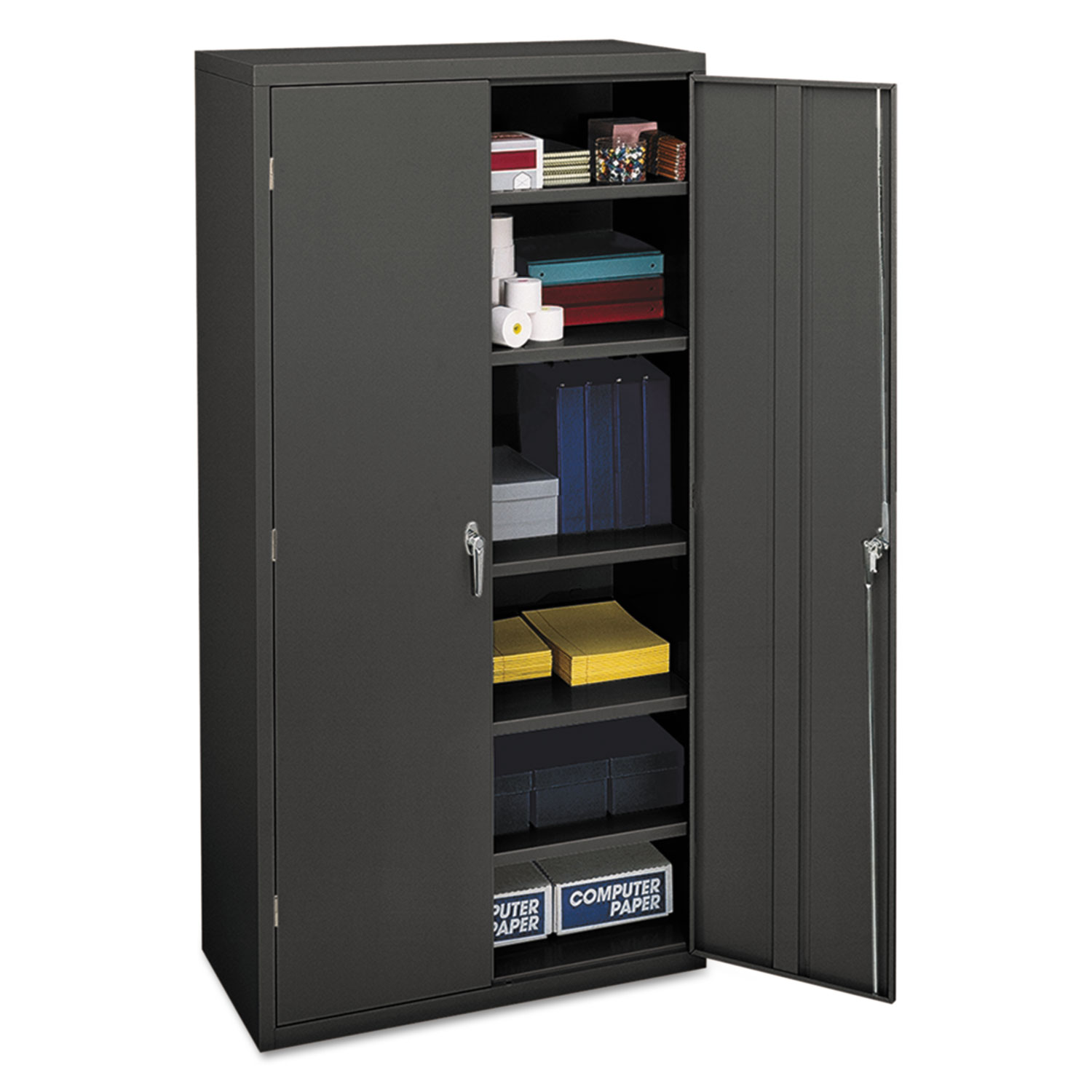 Assembled Storage Cabinet, 36w x 18-1/4d x 71-3/4h, Charcoal