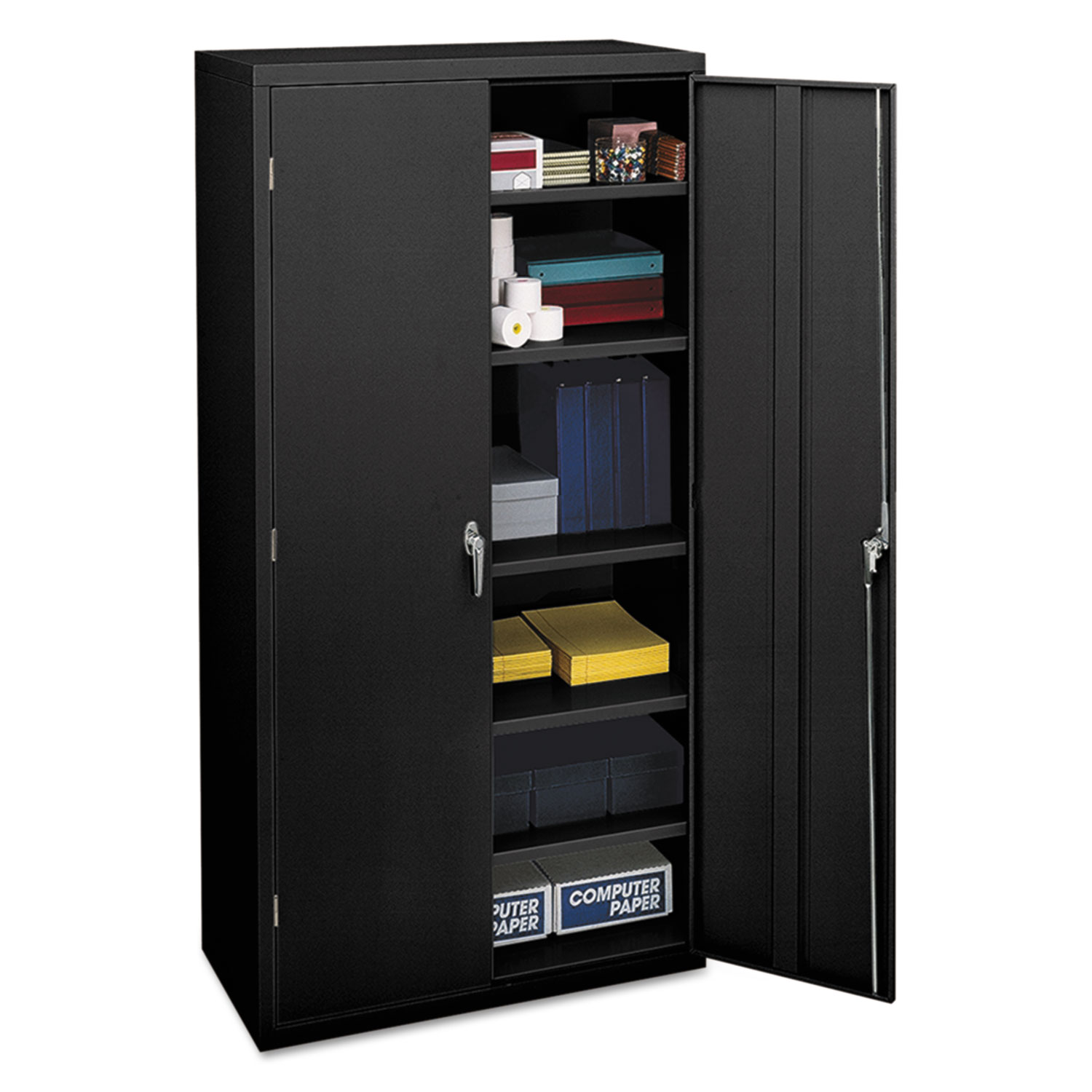 Assembled Storage Cabinet, 36w x 18d x 71-3/4h, Black