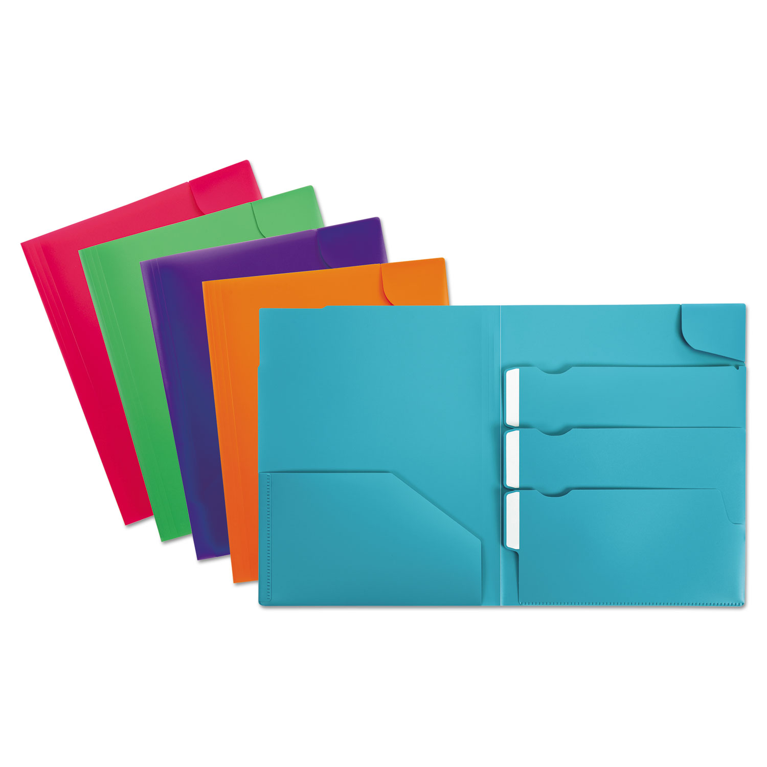  Oxford 99837 Divide It Up Four-Pocket Poly Folder, 11 x 8-1/2, Assorted (OXF99837) 