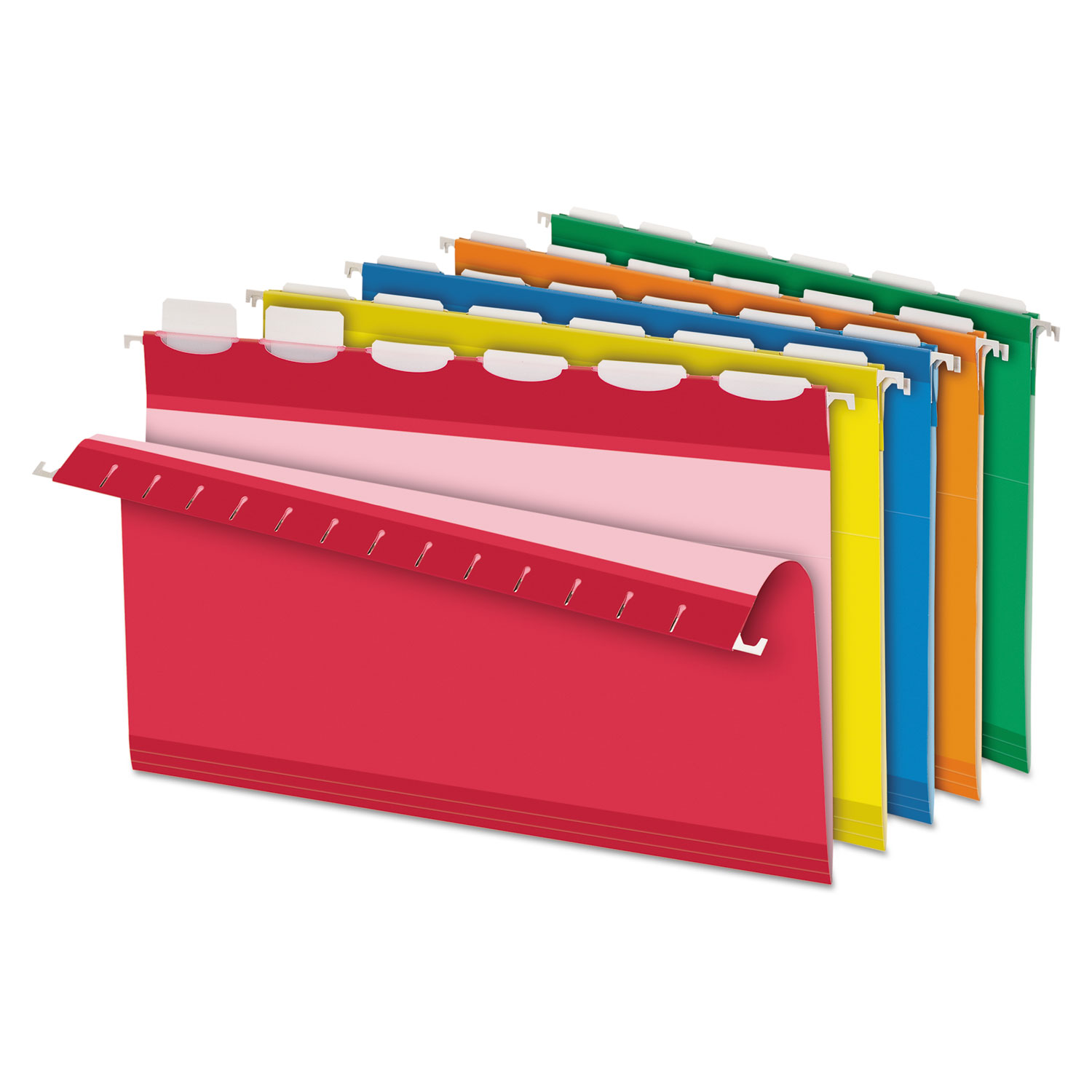 Colored Reinforced Hanging Folders, 1/6 Tab, Legal, Asst, 25/Box