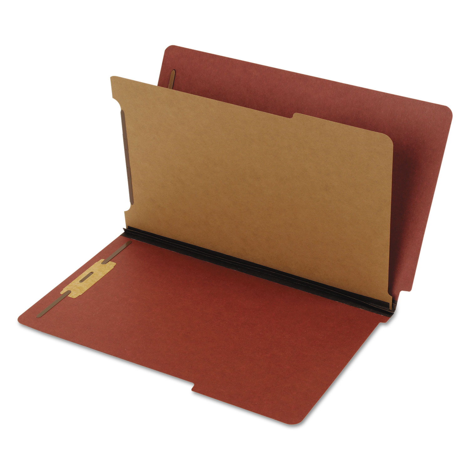 Dual Tab Classification Folder, 2 Sections, Top/End Tab, Legal, Red, 10/BX