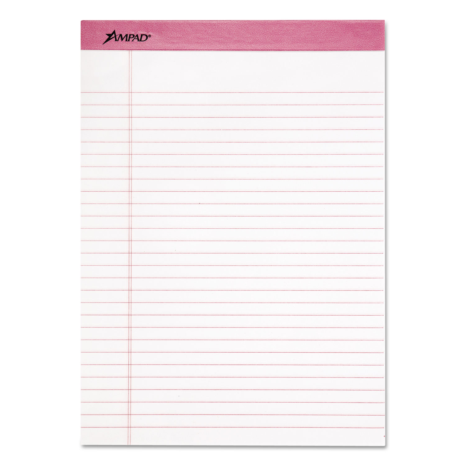 Pink Writing Pad, Legal/Wide, 8 1/2 x 11, Pink, 50 Sheets, 6/Pack