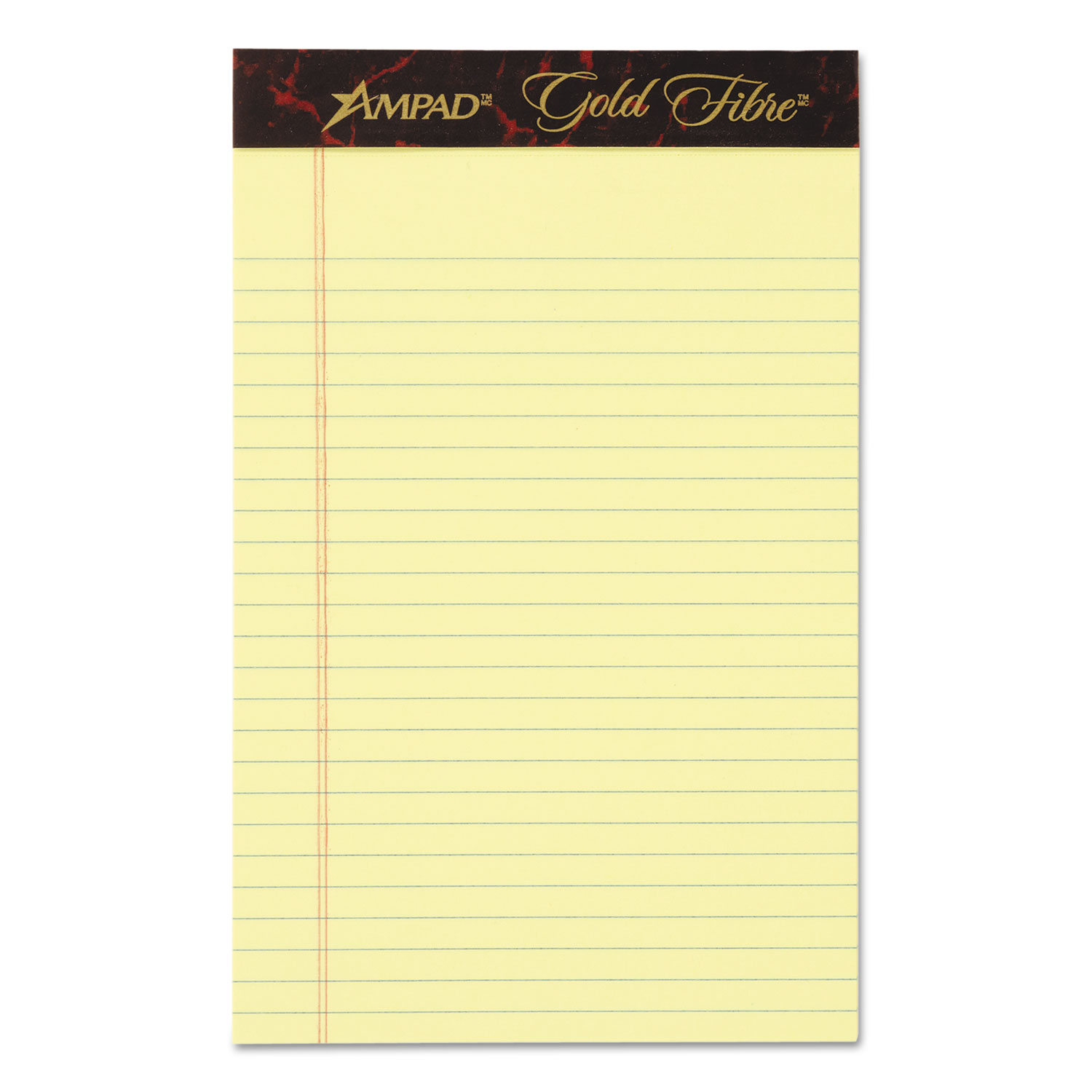  Ampad 20-004R Gold Fibre Quality Writing Pads, Medium/College Rule, 5 x 8, Canary, 50 Sheets, Dozen (TOP20004) 